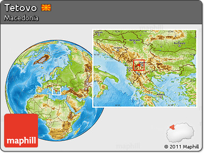 Physical Location Map of Tetovo, within the entire country
