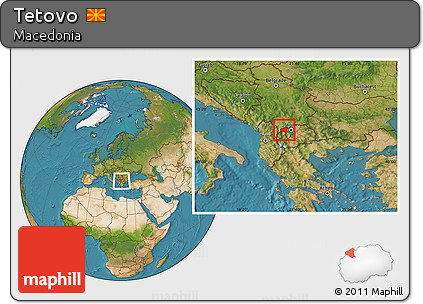 Satellite Location Map of Tetovo, within the entire country