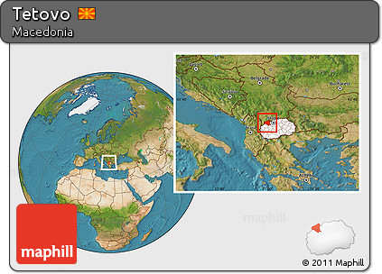 Satellite Location Map of Tetovo, highlighted country