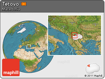 Satellite Location Map of Tetovo, highlighted country