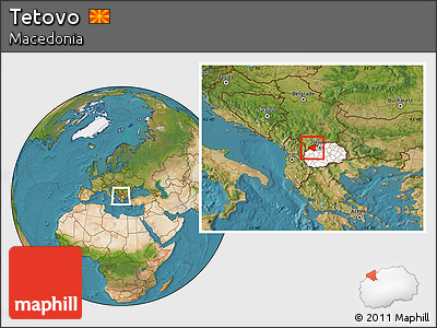 Satellite Location Map of Tetovo, highlighted country