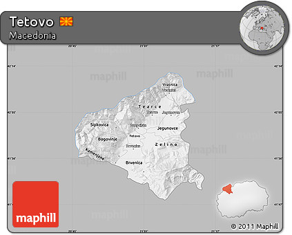 Gray Map of Tetovo, single color outside