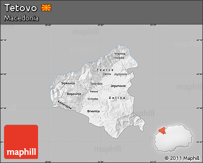 Gray Map of Tetovo, single color outside
