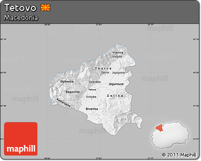 Gray Map of Tetovo, single color outside