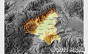 Physical Map of Tetovo, darken, desaturated