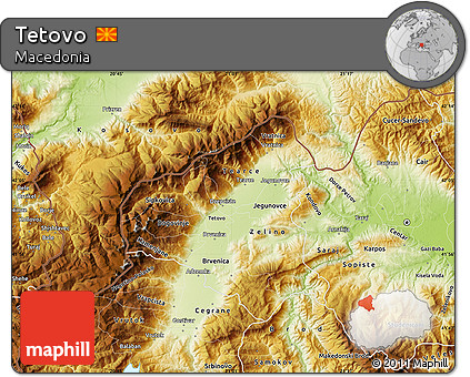 Physical Map of Tetovo