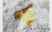 Physical Map of Tetovo, lighten, desaturated