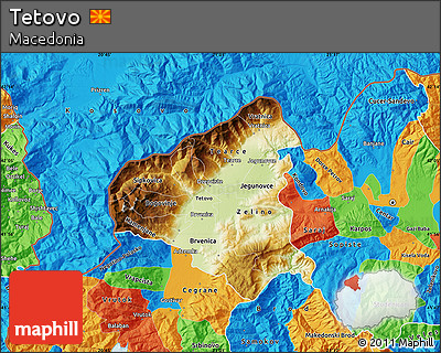 Physical Map of Tetovo, political outside