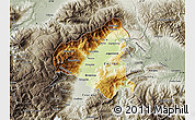 Physical Map of Tetovo, semi-desaturated