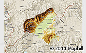 Physical Map of Tetovo, shaded relief outside