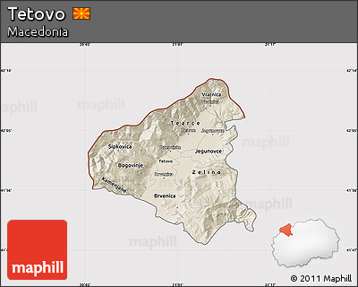 Shaded Relief Map of Tetovo, cropped outside