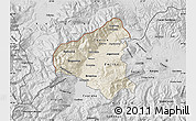 Shaded Relief Map of Tetovo, desaturated