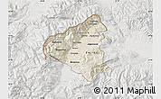 Shaded Relief Map of Tetovo, lighten, semi-desaturated