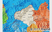 Shaded Relief Map of Tetovo, political shades outside