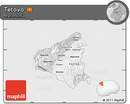 Silver Style Map of Tetovo, single color outside