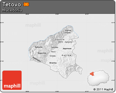 Silver Style Map of Tetovo, single color outside