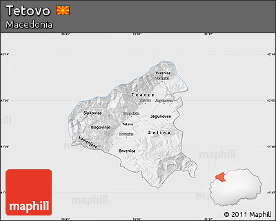 Silver Style Map of Tetovo, single color outside
