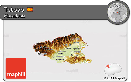 Physical Panoramic Map of Tetovo, cropped outside