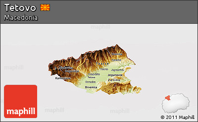 Physical Panoramic Map of Tetovo, cropped outside