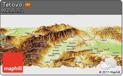 Physical Panoramic Map of Tetovo