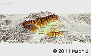 Physical Panoramic Map of Tetovo, lighten, semi-desaturated