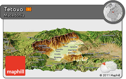 Physical Panoramic Map of Tetovo, satellite outside