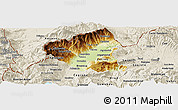 Physical Panoramic Map of Tetovo, shaded relief outside