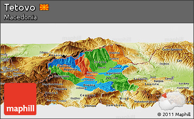Political Panoramic Map of Tetovo, physical outside