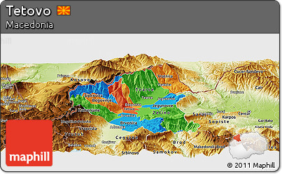 Political Panoramic Map of Tetovo, physical outside