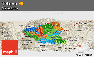 Political Panoramic Map of Tetovo, shaded relief outside