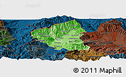 Political Shades Panoramic Map of Tetovo, darken