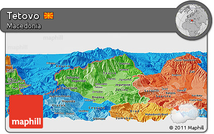 Political Shades Panoramic Map of Tetovo