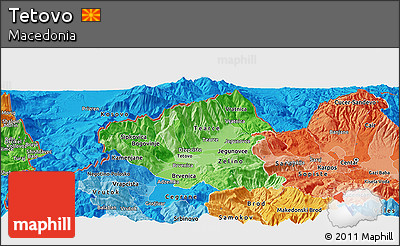 Political Shades Panoramic Map of Tetovo