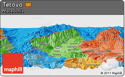 Political Shades Panoramic Map of Tetovo
