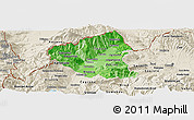 Political Shades Panoramic Map of Tetovo, shaded relief outside