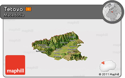 Satellite Panoramic Map of Tetovo, cropped outside