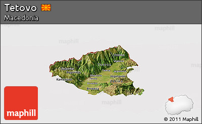 Satellite Panoramic Map of Tetovo, cropped outside