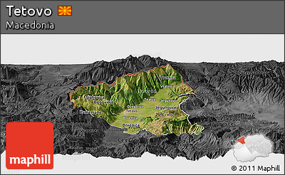 Satellite Panoramic Map of Tetovo, darken, desaturated