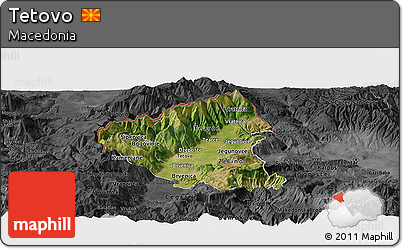 Satellite Panoramic Map of Tetovo, darken, desaturated