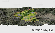 Satellite Panoramic Map of Tetovo, darken, semi-desaturated