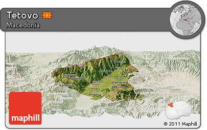 Satellite Panoramic Map of Tetovo, lighten
