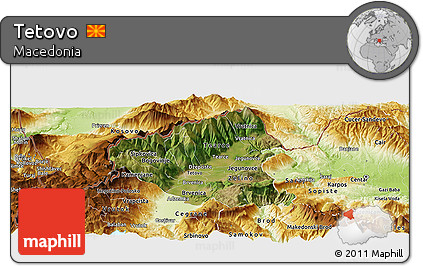 Satellite Panoramic Map of Tetovo, physical outside