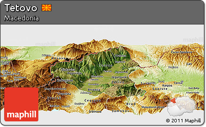 Satellite Panoramic Map of Tetovo, physical outside
