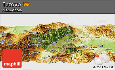 Satellite Panoramic Map of Tetovo, physical outside