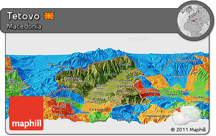 Satellite Panoramic Map of Tetovo, political outside