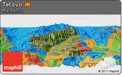 Satellite Panoramic Map of Tetovo, political outside