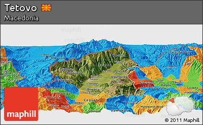 Satellite Panoramic Map of Tetovo, political outside