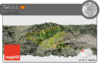 Satellite Panoramic Map of Tetovo, semi-desaturated