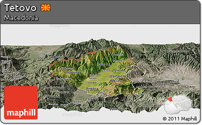 Satellite Panoramic Map of Tetovo, semi-desaturated