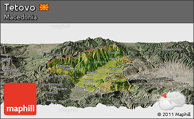 Satellite Panoramic Map of Tetovo, semi-desaturated